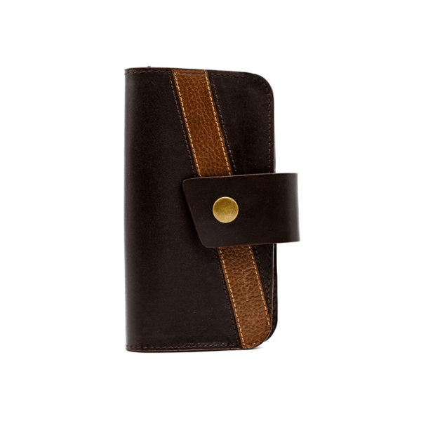 Leather Wallet for Women Model Pigtail Clutch- Color Brown with Light Brown